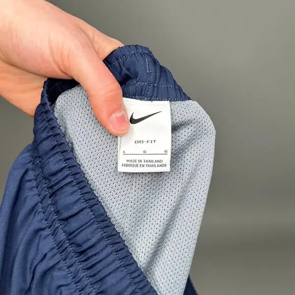 Vintage Y2K Nike Track Pants Mens L Navy Blue White Swoosh Polyester Sweatpants - Picture 4 of 4